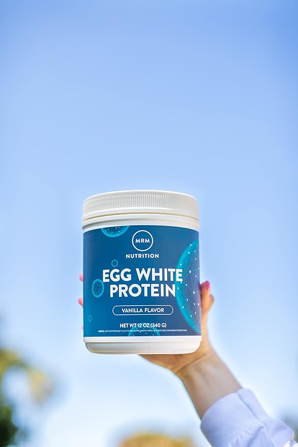MRM Nutrition Egg White Protein | Vanilla Flavored | 23g Fat-Free Protein | with Digestive enzymes | Highest Biological Value | Clinically Tested | 10 Servings