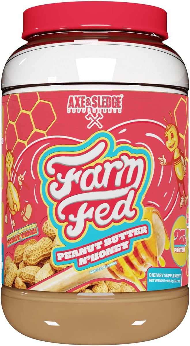 Axe & Sledge Supplements Farm Fed 100% Whey Protein Isolate with Digestive Enzymes (Peanut Butter N' Honey)