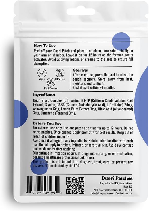 Sleep Patches for Adults - Valerian Root - Melatonin Free - Natural Sleep Aid with 5-HTP and Ashwanganda - 30 Patches