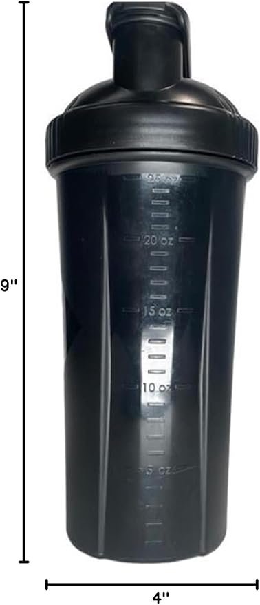 Classic Shaker Bottle for Protein Shakes Pre Workout and Supplements Plastic Whisk for that Perfect Mix Every Time | 28-Ounce | Black (2-Pack)