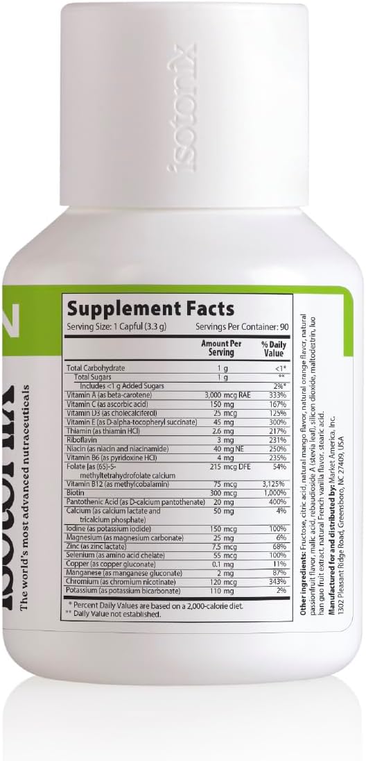 Isotonix® Multivitamin Without Iron – Complete Daily Supplement for Energy, Immune Support, Skin, and Bone Health – 90 Servings – Isotonic Drinkable Formula