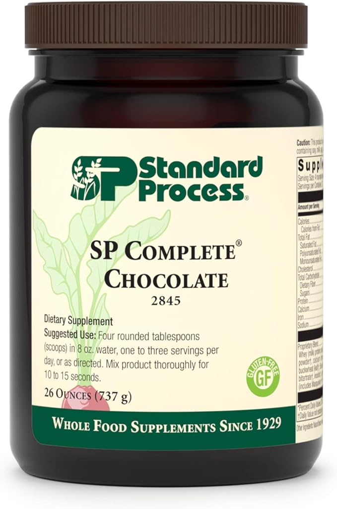 Standard Process SP Complete - Whole Food Immune Support, Liver Support, Antioxidant, with Rice Protein, Grapeseed Extract, and Choline - Vegetarian, Chocolate - 26 Ounce