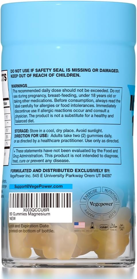 Vegan Magnesium Gummies Supplements - 1363.68 mg Calm Magnesium Citrate Gummies Chews for Adults and Kids, Supports Better Sleep, Relaxation, High Absorption Mg (Mango, 60 Count (Pack of 2))