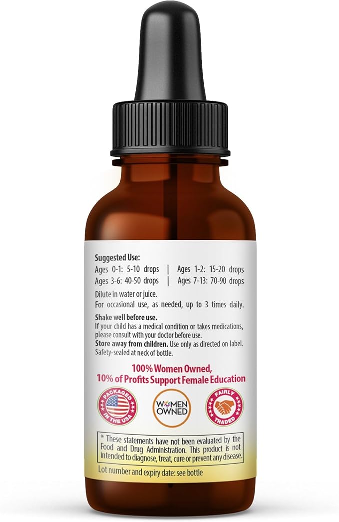 Kids Calm Support Liquid Extract 1oz with Magnesium Glycinate, Magnesium Citrate, Kids Multivitamin - Magnesium for Kids - 1oz Bottle, 1 Unit - Herbal Goodness
