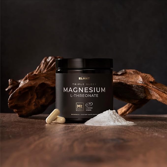 ELMNT Triple Sleep Magnesium Threonate w. Apigenin, Theanine & Magtein Magnesium L-Threonate - Highest Absorption Magnesium Supplement Capsules Natural Sleep Aid for Deep Sleep Calm & Stress Relief