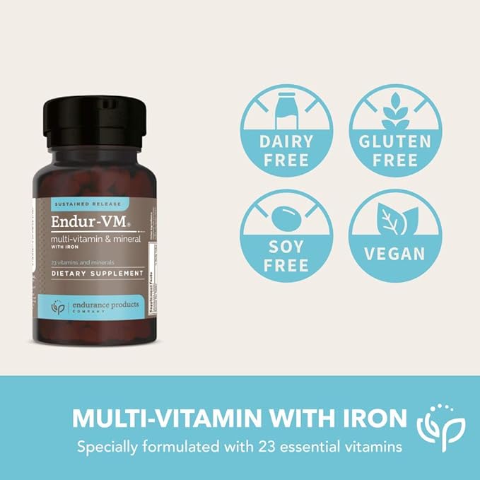 ENDUR-VM - WITHOUT IRON – Sustained-Release Daily Multi-Vitamin - Vitamin A, Vitamin C, Vitamin D, Vitamin E, Vitamin B12 - Zinc for Immune Health Support + Calcium & More - 60 Tablets