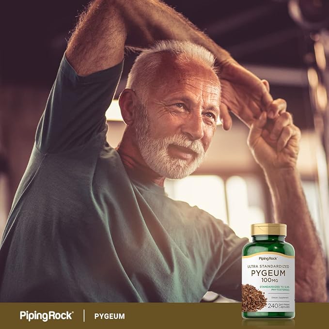 Piping Rock Pygeum Supplement 100mg | 240 Count | Standardized Extract | Non-GMO, Gluten Free