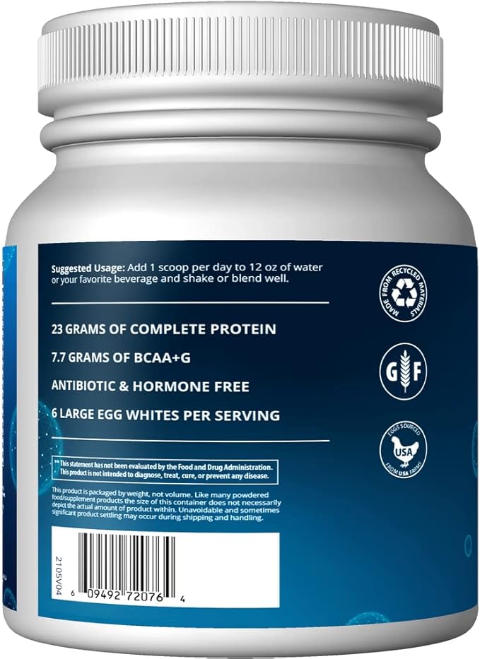 MRM Nutrition Egg White Protein | Vanilla Flavored | 23g Fat-Free Protein | with Digestive enzymes | Highest Biological Value | Clinically Tested | 20 Servings
