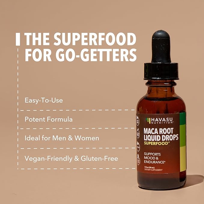 Organic Maca Root Drops Liquid - Supports Endurance, Mood, and Performance in Men & Women - Black Maca to Promote Overall Health & Support Fertility - Alcohol Free, Non-GMO, Vegan, Unflavored, 30mL