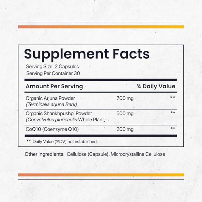 Nature's Pure Blend CoQ10 Plus – Antioxidant Formula with Arjuna & Shankhpushpi – CoQ10 Ubiquinol for Circulation, Blood Flow & Energy – Coenzyme Q10 Supplement for Immune System – 60 Capsules