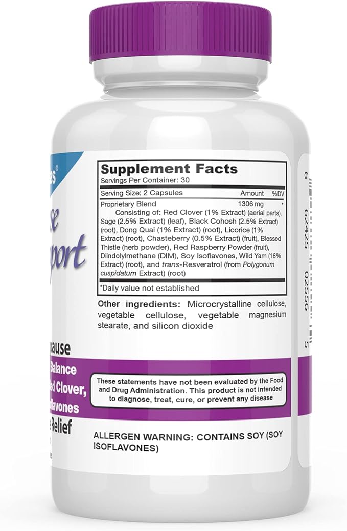 DrFormulas Menopause Supplement for Hot Flashes, Night Sweats Relief, and Support with DIM, Black Cohosh, Dong Quai (60 Vegetarian Capsules)