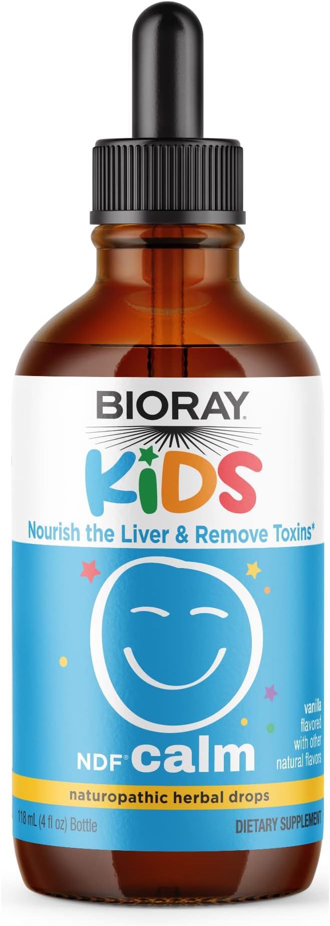 BIORAY Kids NDF Calm, Vanilla - 4 fl oz - Nourish The Liver & Remove Toxins - Non-GMO, Vegan, Gluten Free - 2-4 Month Supply