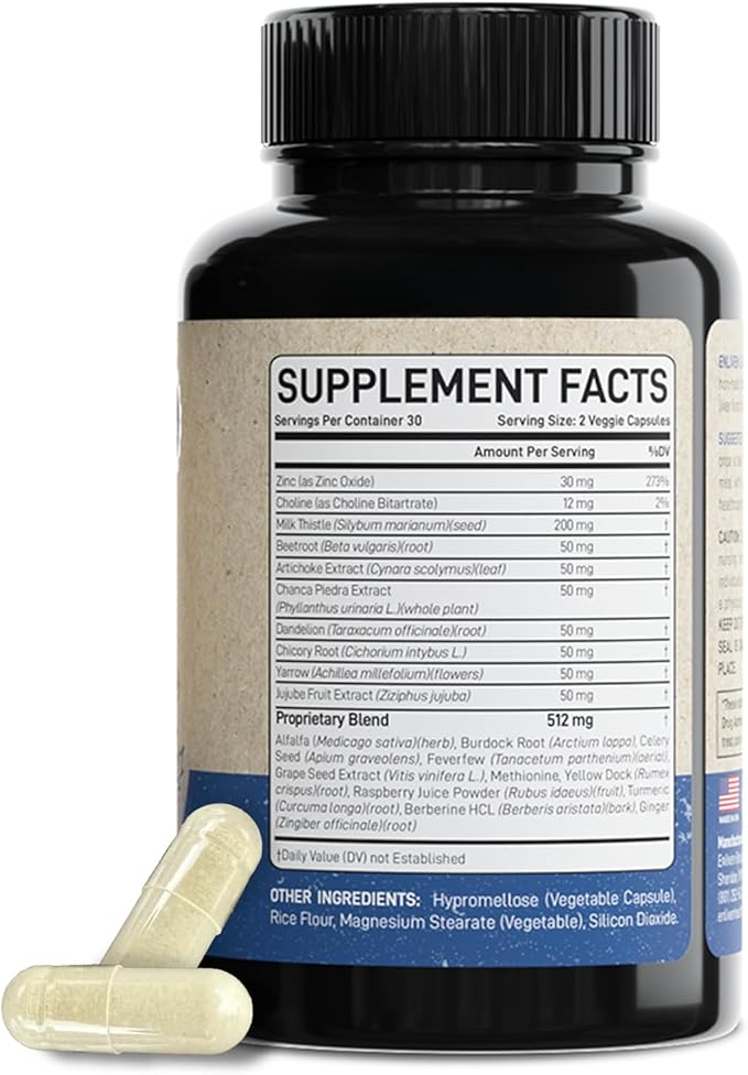 enliven Liver Cleanse Detox & Repair Supplement | Supports Liver Health with Milk Thistle, Dandelion Artichoke | Non-GMO Fatty Liver Support - Men & Women | Made in The USA (60 Capsules)
