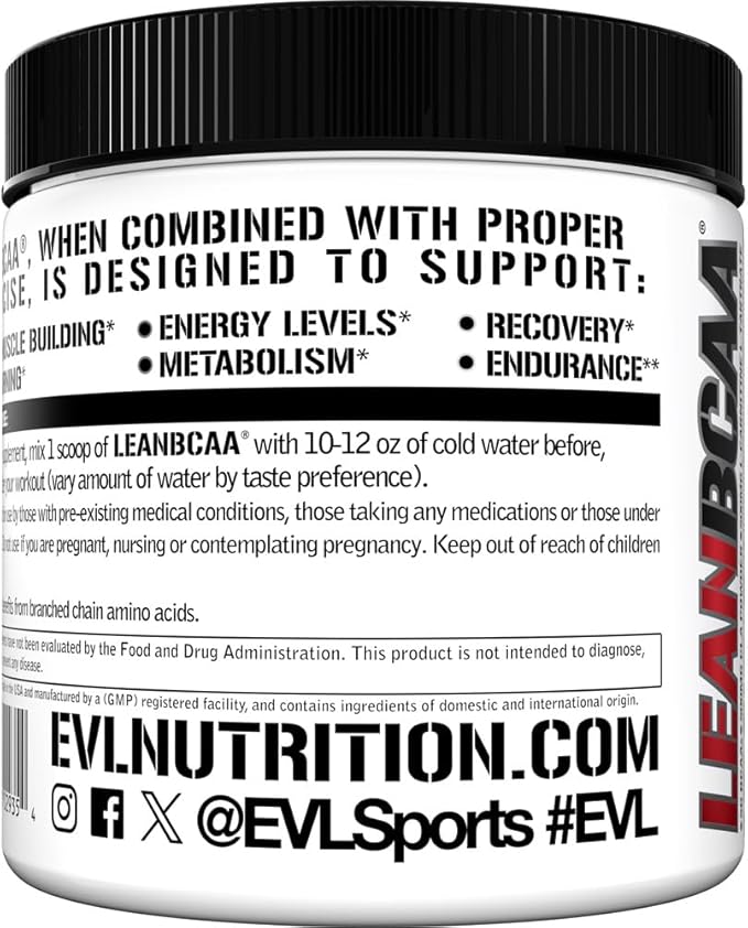 Evlution Stimulant Free Lean BCAA Powder Nutrition BCAAs Amino Acids Powder with CLA Carnitine and 2:1:1 Branched Chain Amino Acids Supports Muscle Recovery Fat Burn and Metabolism - Fruit Punch
