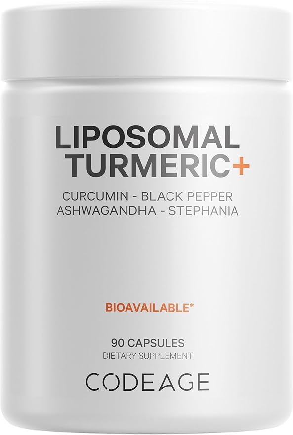 Codeage Organic Turmeric Supplement - 95% Curcumin Extract Pills - Liposomal Fermented Botanical Blend Black Pepper, Ashwagandha, Ginger, Stephania, Boswelia, Cumin, Digestive Bitters - 90 Capsules