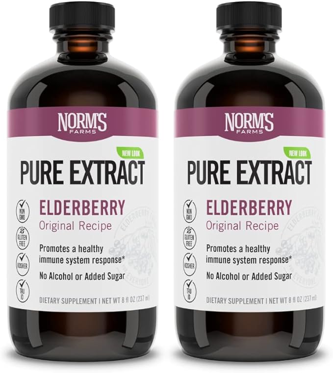 Norm's Farms American Elderberry Extract - Pure Concentrate for Immune Support Made with Berries - Vegan, Gluten Free, Non-GMO - 2 8 Oz. Bottles