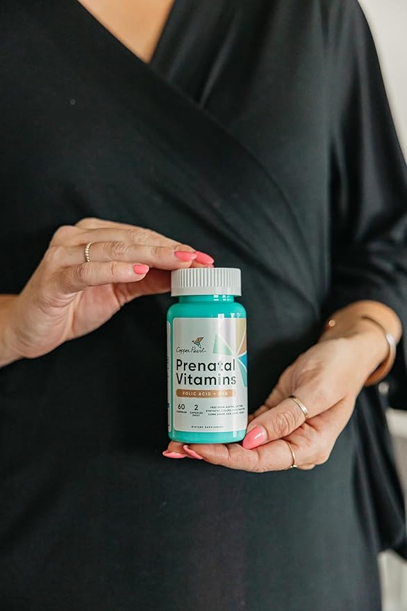 Copper Pearl Prenatal Vitamins for Women with Prenatal DHA, Folic Acid and Iron - Gluten and Lactose-Free Prenatal Vitamin for Pregnant Women - Prenatal Vitamins with DHA and Folic Acid, 60 Capsules
