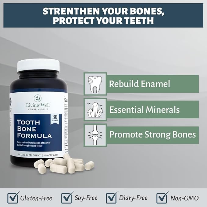 Tooth & Bone Formula - Bone Health Supplement with Calcium for Bone Strength & Tooth Enamel Support, D3 + K2, 120 Capsules, Non-GMO, Gluten-Free
