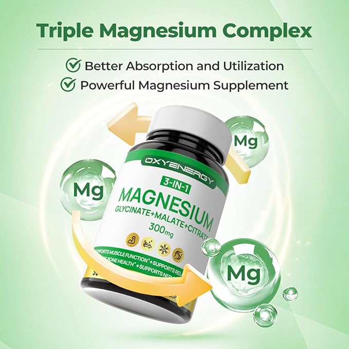 OxyEnergy 300mg Milk Thistle & 3 in 1 Magnesium Complex Capsule Supplement