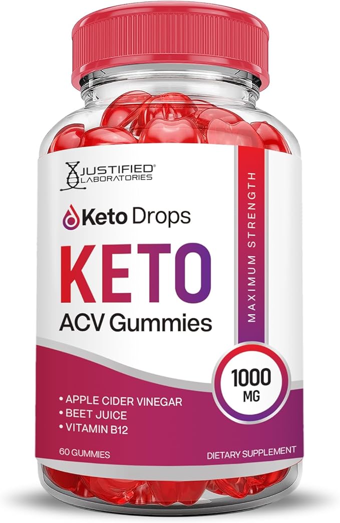 Keto Drops Keto ACV Gummies Advanced Formula 1000MG Keto Drops Keto Gummies Apple Cider Vinegar Formulated with Pomegranate Beet Juice Powder B12 Vegan Non GMO 60 Gummys