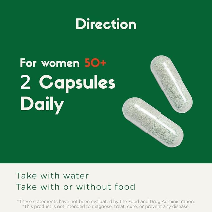 Multivitamin for Women 50 Plus, PMS Relief, Skin, Hair & Nails, Supports Joint & Bone, Heart Health, Eye Health, Turmeric, Coq10, Ginkgo, Lutein, Black Cohosh, Vitamins B6, B12, D3, K2 (60Ct)