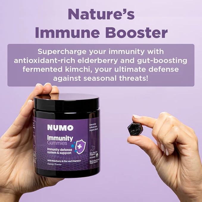 Numo Elderberry Gummies - Immune System Support with Antioxidants Supplement - Complete Formula with Sambucus Fruit, Vitamin D3, Zinc, Vitamin C, Probiotics - Organic, Vegan & Kosher - 60 Count