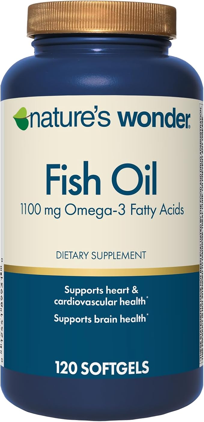 Nature's Wonder Fish Oil 1100 mg Omega-3 Fatty Acids, EPA & DHA for Healthy Joints, Heart, Immune System, 120 Day Supply of Softgels