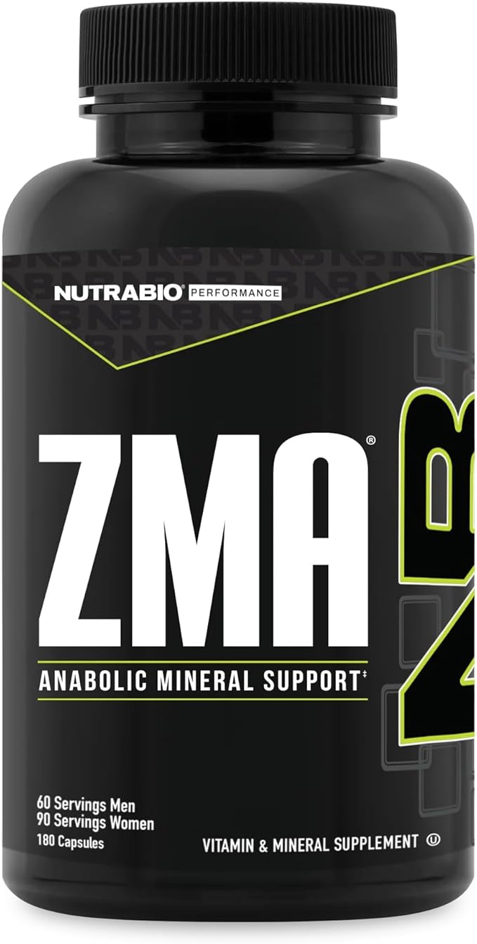 NutraBio ZMA Supplements for Men & Women- Zinc Magnesium Supplements to Support Hormone Levels, Peak Performance, Sleep, Muscle Recovery, Immune Health, 180 Ct.