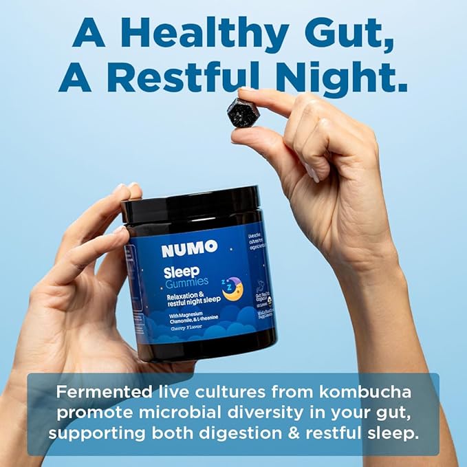 Numo Melatonin Free Sleep Gummies - Natural Sleep Aid with Magnesium, L-Theanine, Apigenin (Chamomile Extract), Taurine, VIT B6, Kombucha Culture - Non-Melatonin, Organic Ingredients - 60 Count