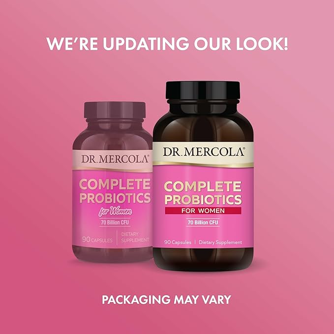 Dr. Mercola Complete Probiotics for Women - Supports Gut, Vaginal & Immune Health - Contains Lactobacillus Strains - Non-GMO, Gluten-Free & Soy-Free - 90 Capsules (90 Servings)