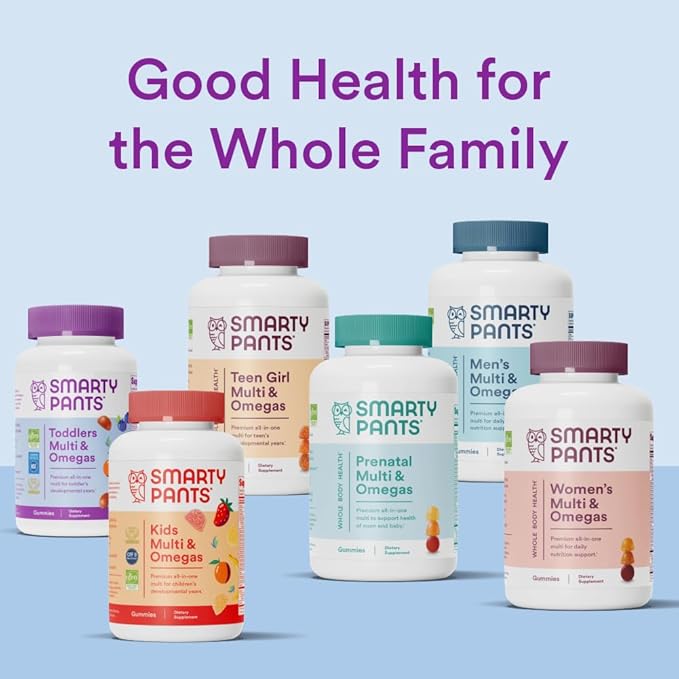 SmartyPants Toddler Multivitamin Gummies: Omega 3 Fish Oil (EPA/DHA), Vitamin D3, C, Vitamin B12, B6, A, K & Zinc, Biotin, Beta Carotene, Gluten Free, Three Fruit Flavors, 90 Count (30 Day Supply)
