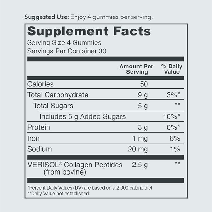 Vital Proteins Collagen Gummies, 2.5g of Clinically-Tested Collagen for Hair, Skin, Nails & Wrinkles, 120 ct, 30-Day Supply, Grape Flavor