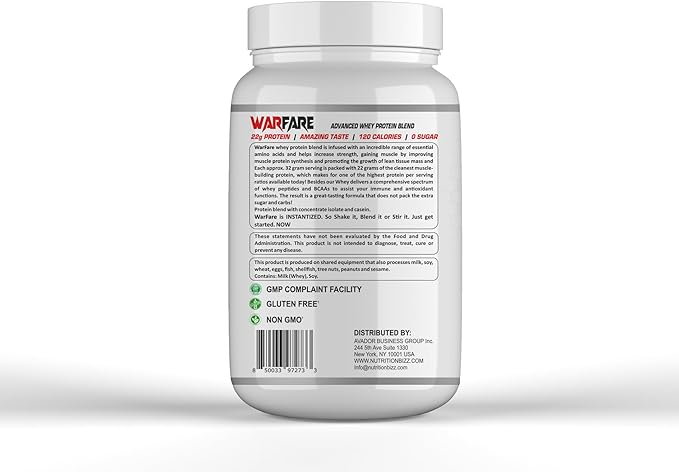Warfare 2 lbs Advanced Whey Protein Blend 22g Protein per Serving Amazing Flavors (2 lbs, Chocolate Fudge Cream)