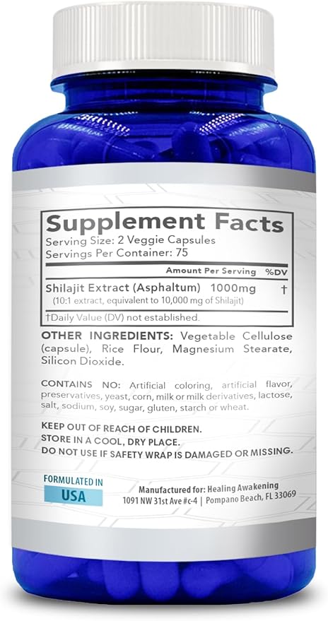 Shilajit 10,000mg (150 Capsules) - Premium Shilajit Capsule (Non-GMO & Gluten Free)