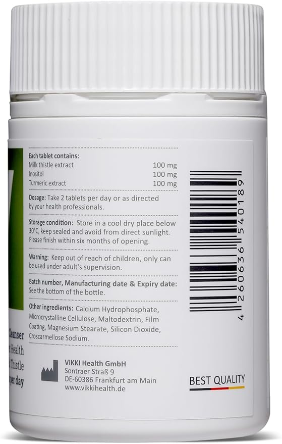 Vikki Milk Thistle Herbal Liver Support Supplement with Milk Thistle, Dandelion Root Turmeric and Artichoke Extract for Liver Health, Silymarin Liver Detox, All-Natural and Non-GMO, 60 Capsules