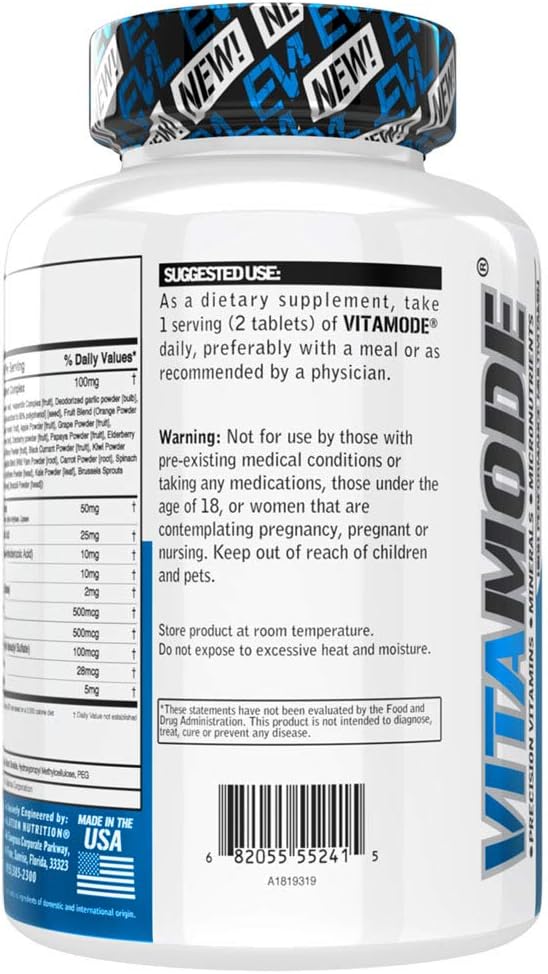 EVL Advanced Daily Multivitamin for Men - Men's Multivitamin with Essential Minerals Phytonutrient Complex and VitaMode Active Mens Vitamins for Energy with Lycopene for Muscle Bone and Immune Support