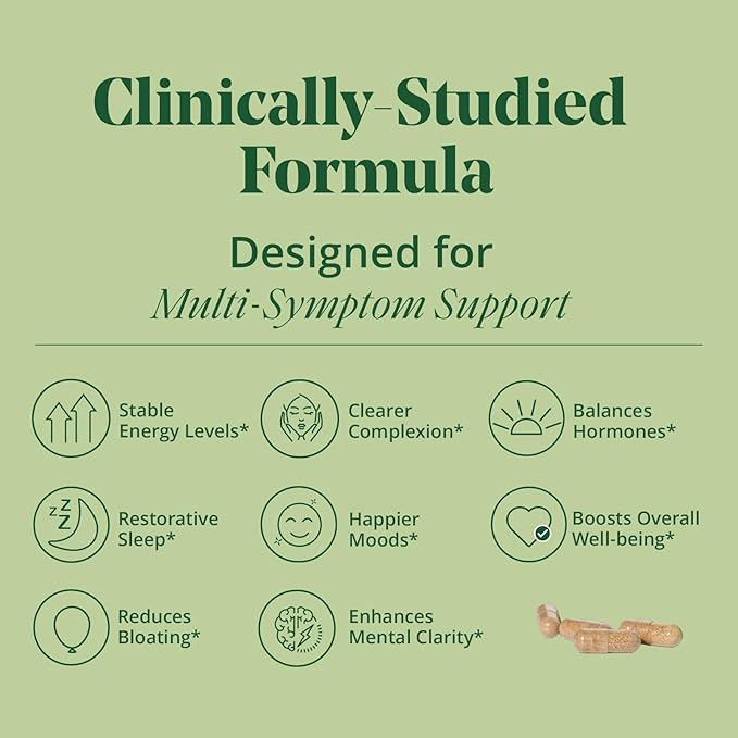 Semaine Daily Hormone Balance – Clearer Skin, Enhanced Moods, Deeper Sleep & Happier Hormones. Hormone-Free, Vegan Capsule, Multi-Symptom Support (60 ct)