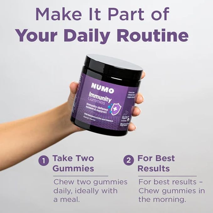 Numo Elderberry Gummies - Immune System Support with Antioxidants Supplement - Complete Formula with Sambucus Fruit, Vitamin D3, Zinc, Vitamin C, Probiotics - Organic, Vegan & Kosher - 60 Count