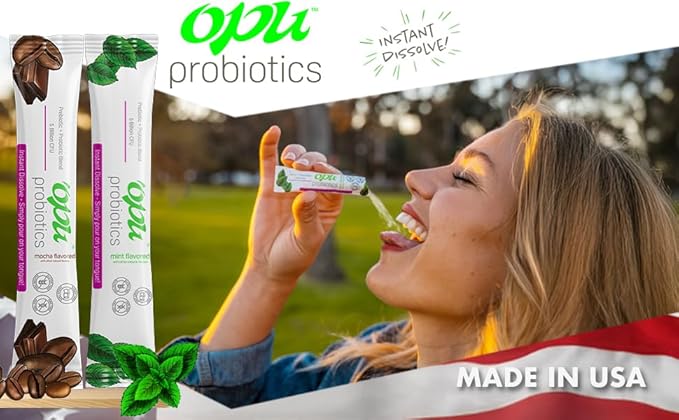 'Opu Probiotics Mocha Instant-Dissolve - One Month Supply - 5 Billion CFU's - Men, Women & Children w/Prebiotics Sugar Free, Gluten Free, Non GMO