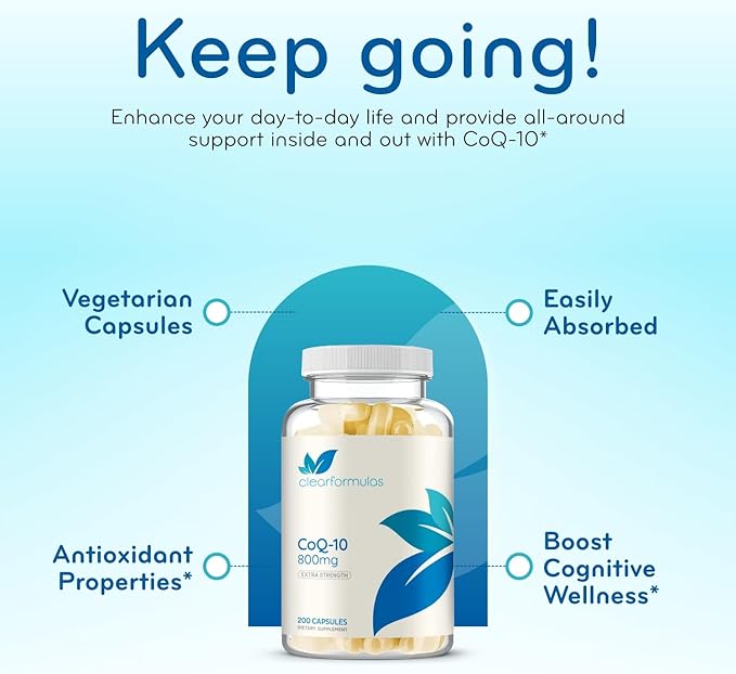Extra Strength CoQ10 800mg - Quick Absorption Coenzyme Q10 800mg Potent Antioxidant for Heart Energy and Aging Support - High Stability CoQ10 Ubiquinone Caps - Made in a cGMP US Lab (100 Servings)