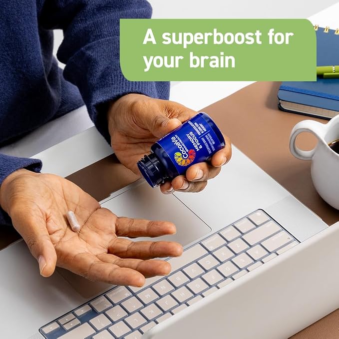 CocoaVia Memory & Focus Brain Supplement, 30 Day, Cocoa Flavanol Blend, Lutein, Added Caffeine for Boost. Improve Cognitive Function, Attention, Vegan & Plant Based, 30 Capsules