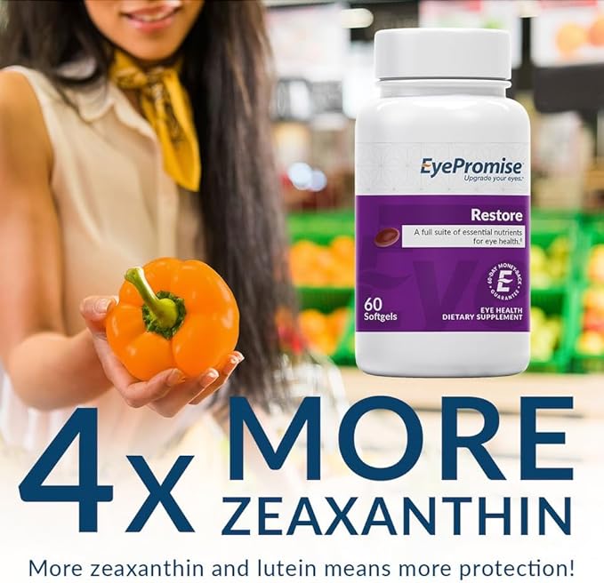 EyePromise Restore Supplement - 60 Softgel Capsules Containing Lutein, Vitamin C, Vitamin D, Vitamin E, Omega-3 Fish Oil, and Zeaxanthin - A Patented Complete Eye Health Formula