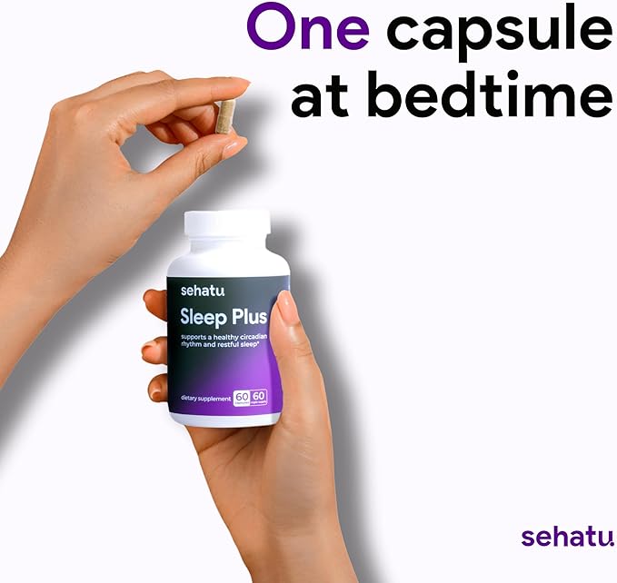 Sleep Plus Supplement | with Melatonin, GABA, Ashwagandha, 5-HTP | for Men and Women Seeking a Healthy Sleep-Wake Schedule and A Relaxed Mood | 60 Count | 60 Day Supply