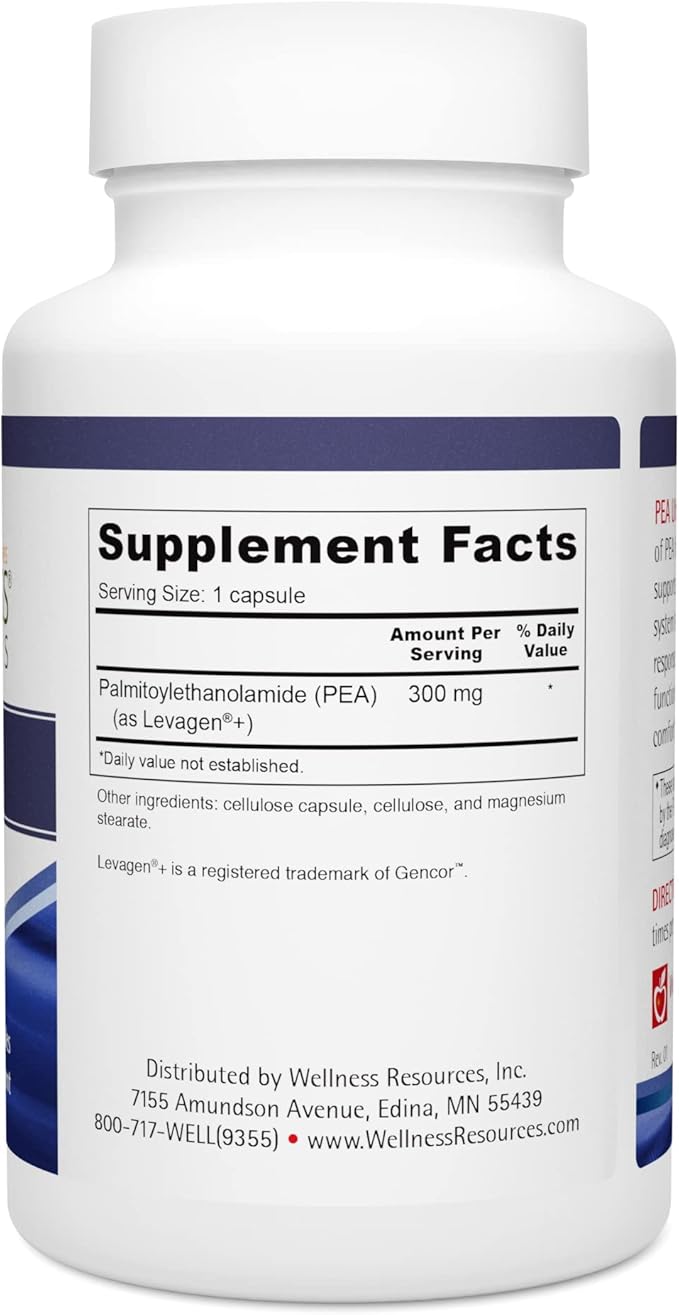 Wellness Resources Pea Ultra with Levagen+ High Absorption Pea for Minor Pain and Discomfort, 300mg Palmitoylethanolamide with LipiSperse (60 Capsules)