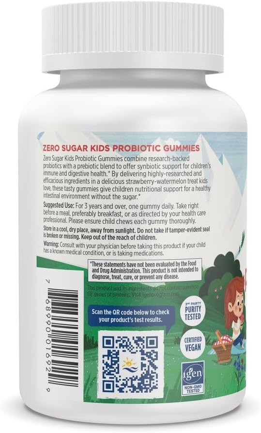 Nordic Naturals Zero Sugar Kids Probiotic Gummies - Strawberry Watermelon Flavor - 30 Gummies - Supports Digestive Wellness & Immune Health - Non-GMO - Third Party Tested - Vegan - 30 Servings
