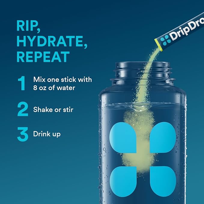 DripDrop Hydration - Lemon Lime - Electrolyte Drink Mix Single Serve Hydration Powder Packets | Non-GMO, Gluten Free, Vegan | 32 Sticks