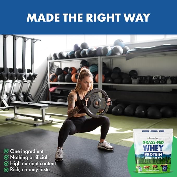 Opportuniteas Grass Fed Whey Protein Powder Concentrate - Unflavored & Unsweetened - Pure Protein Supplement for Drink, Smoothie, Shake, Cooking & Baking - Non GMO, Hormone Free & Gluten Free - 5 lb