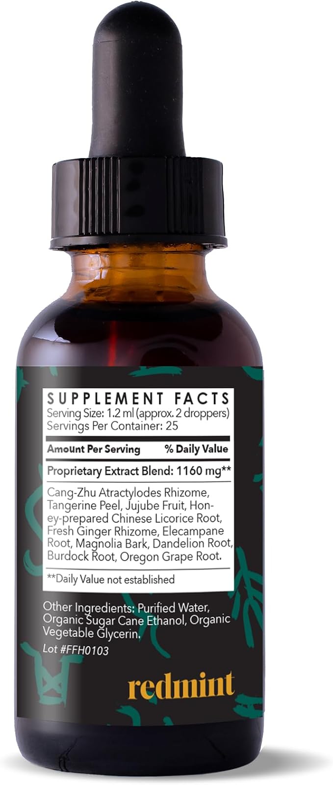 Redmint Herbal Tincture - Digestif | Herbal Supplement with Burdock Root,Dandelion Root Extract | Natural Detox and Enhance Gut & Digestive Health | Rooted in Ancient TCM Wisdom | 30 ml