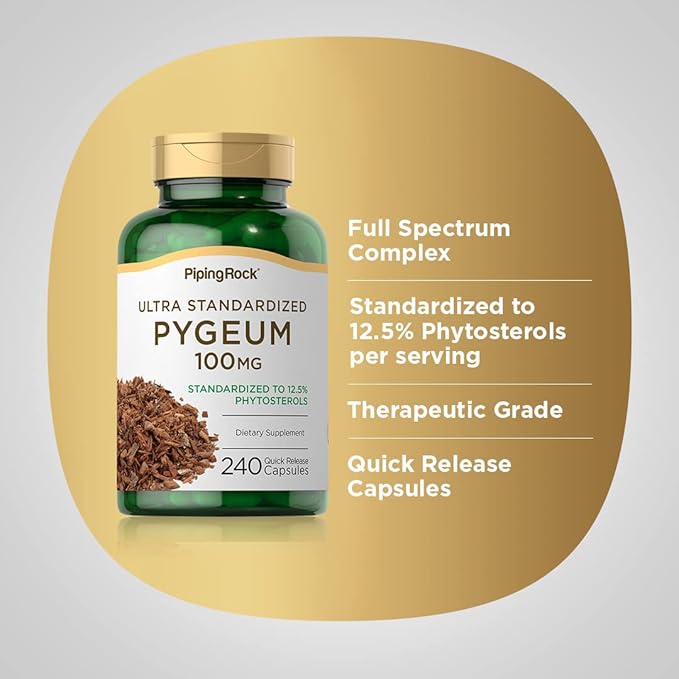 Piping Rock Pygeum Supplement 100mg | 240 Count | Standardized Extract | Non-GMO, Gluten Free