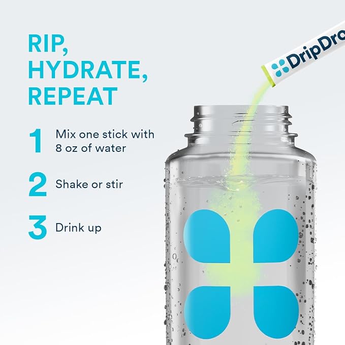 DripDrop Hydration - Zero Sugar Lemon Lime - Electrolyte Drink Mix Single Serve Hydration Powder Packets | Non-GMO, Gluten Free, Vegan | 32 Sticks